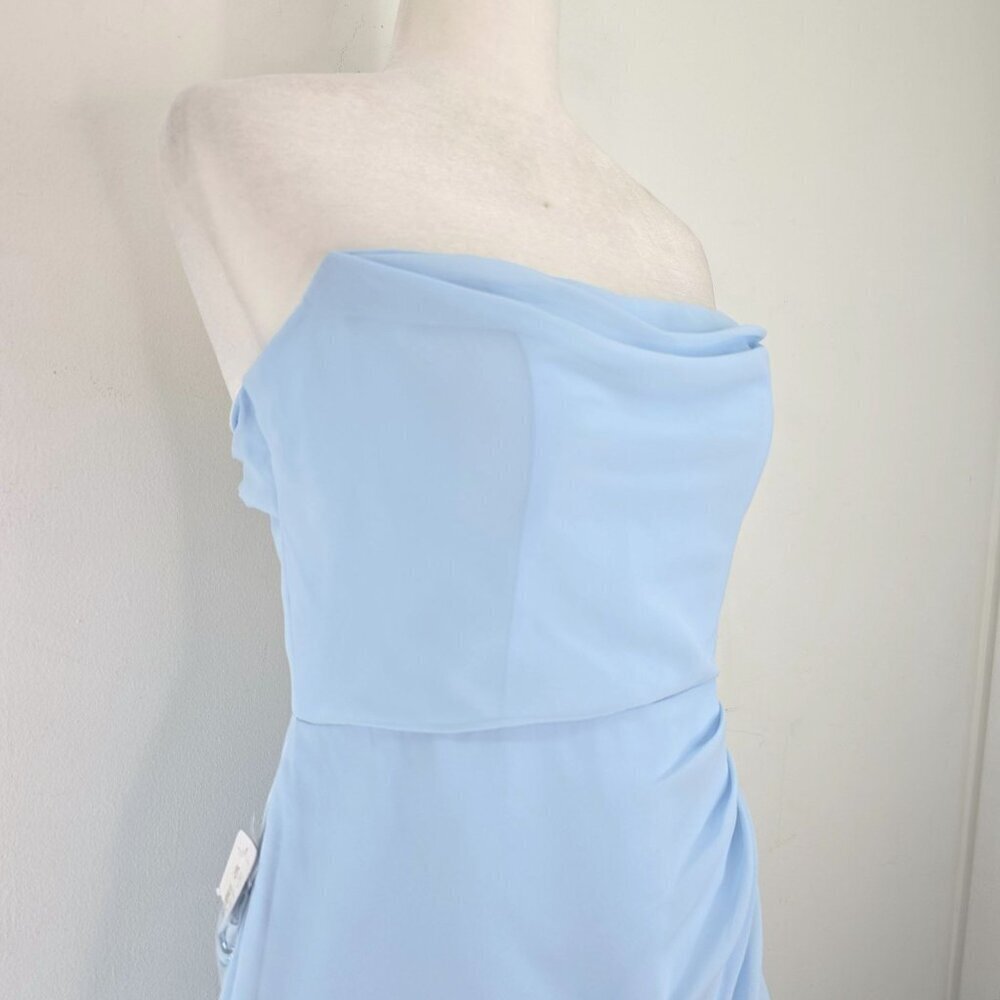 NWT Azazie Baby Blue Corset Sky LOng Gown Dress Women Size A4 - Picture 4 of 11